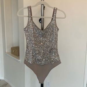 Sequin bodysuit silver size M